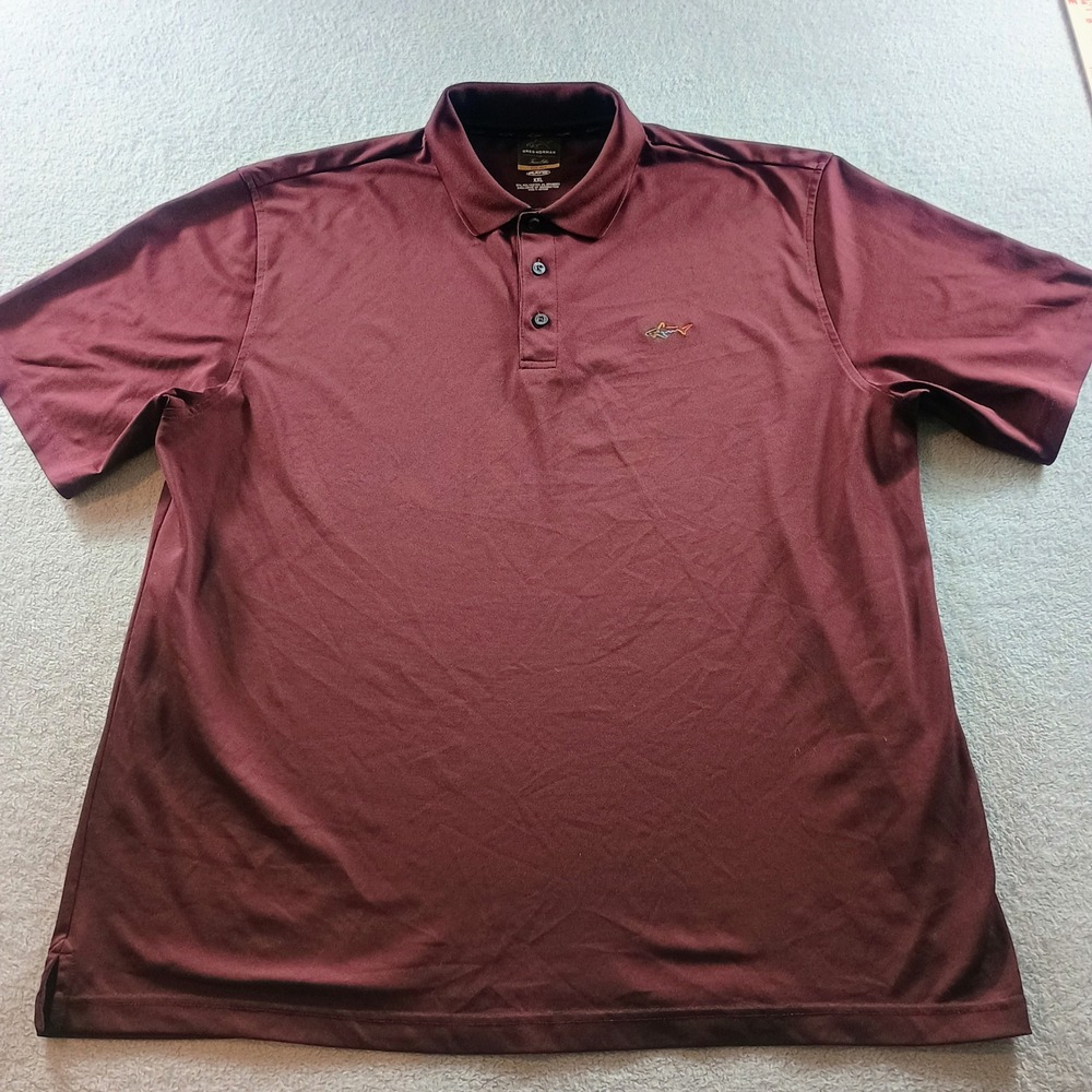 Greg‎ Norman Mens Five Iron Polo Maroon XXL Play Dry Shark Logo